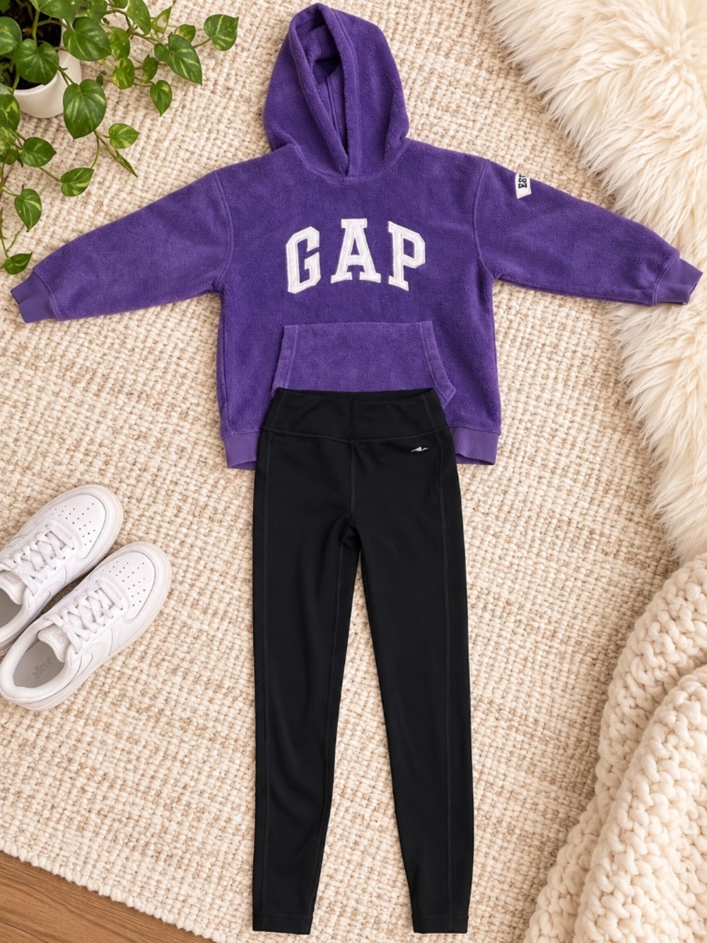 GAP Kids Purple Fleece Hoodie + Athletic Works Leggings | Fall Outfit